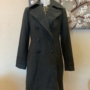 Grey Button Faux Wool Coat
